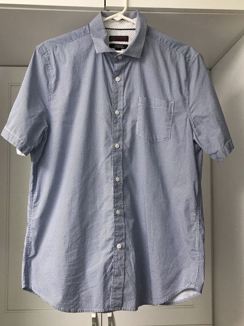 Ike Behar Men's M Short-Sleeve Button-Up Shirt in Light Blue Microprint